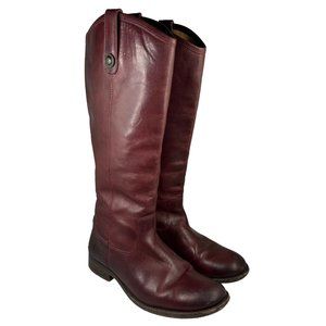 Frye Melissa Tall Cowboy Riding Women Leather Boots 77167 Size 7.5 B Burgundy